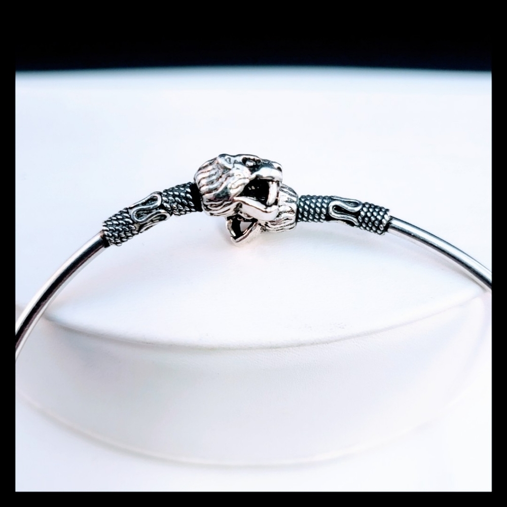 🐯 Vtg. Sterling Tiger Head Zodiac Bracelet